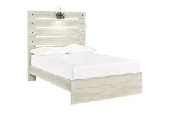Mor Furniture Beds|Dallas Panel Bed W/ Lights In White Wash, Twin