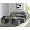 Mor Furniture Coffee Tables|Dawson Coffee Table W/ 4 Storage Stools In Gray