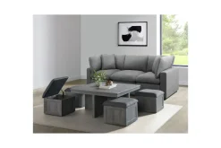 Mor Furniture Coffee Tables|Dawson Coffee Table W/ 4 Storage Stools In Gray