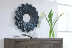 Mor Furniture Accent Mirrors|Deunoro Circle Mirror In Blue