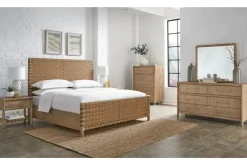 Mor Furniture Bedroom Sets|Dorsey Woven Panel Bed, Dresser, Mirror & Nightstand In Granola, Queen