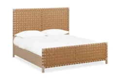 Mor Furniture Bedroom Sets|Dorsey Woven Panel Bed, Dresser, Mirror & Nightstand In Granola, Queen
