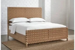 Mor Furniture Beds|Dorsey Woven Panel Bed In Granola, Queen