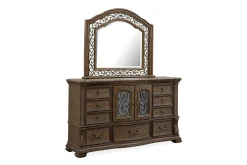 Mor Furniture Bedroom Sets|Durango Panel Bed, Dresser, Mirror & 3 Drawer Nightstand In Fawn, Queen