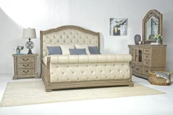 Mor Furniture Bedroom Sets|Durango Sleigh Bed, Dresser, Mirror & 3 Drawer Nightstand In Fawn, Queen