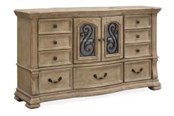 Mor Furniture Bedroom Sets|Durango Sleigh Bed, Dresser, Mirror & 3 Drawer Nightstand In Fawn, Queen