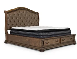 Mor Furniture Bedroom Sets|Durango Sleigh Bed W/ Storage, Dresser, Mirror & 3 Drawer Nightstand In Fawn, Queen