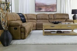 Mor Furniture Sectionals|Reclining Sectionals|Dusty 6 Piece Reclining Sectional In Bonanza Silt