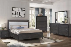 Mor Furniture Bedroom Sets|Easton Upholstered Storage Bed, Dresser, Mirror & Nightstand In , Ca King Natural