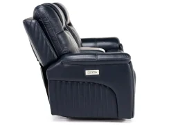 Mor Furniture Reclining Loveseats|Immersive Sound Sofas|Echo 3 Power Console Loveseat In Rainier Walnut Leather
