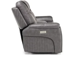Mor Furniture Reclining Loveseats|Immersive Sound Sofas|Echo 3 Power Console Loveseat In Rainier Walnut Leather