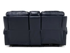 Mor Furniture Reclining Loveseats|Immersive Sound Sofas|Echo 3 Power Console Loveseat In Rainier Walnut Leather