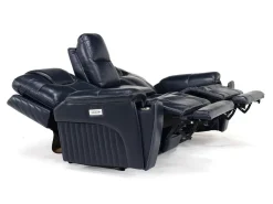 Mor Furniture Reclining Loveseats|Immersive Sound Sofas|Echo 3 Power Console Loveseat In Rainier Walnut Leather