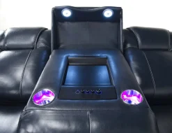 Mor Furniture Immersive Sound Sofas|Sofas|Echo 3 Power Theater Sofa W/ Immersive Sound In Rainier Walnut Leather