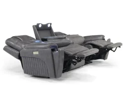 Mor Furniture Immersive Sound Sofas|Sofas|Echo 3 Power Theater Sofa W/ Immersive Sound In Rainier Walnut Leather