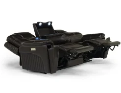 Mor Furniture Immersive Sound Sofas|Sofas|Echo 3 Power Theater Sofa W/ Immersive Sound In Rainier Walnut Leather