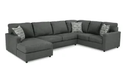 Mor Furniture Sectionals|Edenfield Tux Loveseat Chaise Sectional In Charcoal, Left Facing