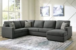 Mor Furniture Sectionals|Edenfield Tux Loveseat Chaise Sectional In Charcoal, Left Facing