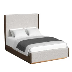 Mor Furniture Bedroom Sets|Elm Upholstered Bed W/ Lights, Dresser, Mirror & Nightstand In Brown, Queen