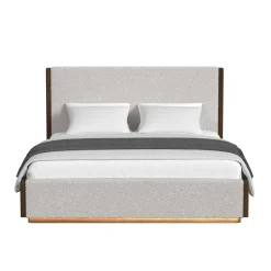 Mor Furniture Bedroom Sets|Elm Upholstered Bed W/ Lights, Dresser, Mirror & Nightstand In Brown, Queen