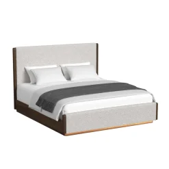Mor Furniture Upholstered Beds|Beds|Elm Upholstered Bed W/ Lights In Brown, Queen