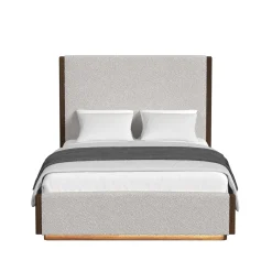 Mor Furniture Upholstered Beds|Beds|Elm Upholstered Bed W/ Lights In Brown, Queen