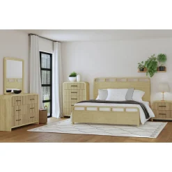 Mor Furniture Bedroom Sets|Emberly Panel Bed, Dresser, Mirror & Nightstand In Black, Twin