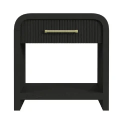 Mor Furniture Bedroom Sets|Emberly Panel Bed, Dresser, Mirror & Nightstand In Black, Twin