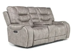Mor Furniture Reclining Loveseats|Loveseats|Estilo 2 Power Console Loveseat In Canyon Gray
