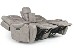 Mor Furniture Reclining Loveseats|Loveseats|Estilo 2 Power Console Loveseat In Canyon Gray