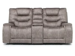Mor Furniture Reclining Loveseats|Loveseats|Estilo 2 Power Console Loveseat In Canyon Gray