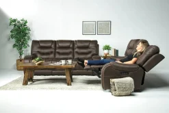 Mor Furniture Reclining Loveseats|Loveseats|Estilo 2 Power Console Loveseat In Canyon Gray