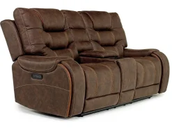 Mor Furniture Reclining Loveseats|Loveseats|Estilo 2 Power Console Loveseat In Canyon Gray