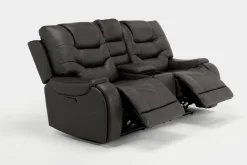 Mor Furniture Reclining Loveseats|Loveseats|Estilo 2 Power Console Loveseat In Canyon Gray