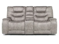 Mor Furniture Reclining Loveseats|Loveseats|Estilo 2 Power Console Loveseat In Canyon Gray