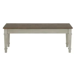 Mor Furniture Dining Benches|Farmington Dining Bench In Medium Brown/Washed Stone