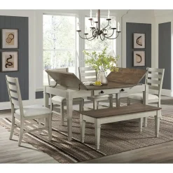 Mor Furniture Dining Tables|Farmington Dining Table In Medium Brown/Washed Stone