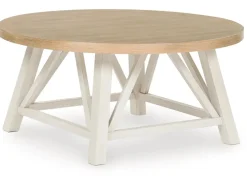 Mor Furniture Coffee Tables|Fawndell Coffee Table & 2 End Tables In Antique White/Brown