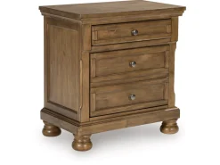 Mor Furniture Bedroom Sets|Feddinger Panel Bed, Dresser, Mirror & Nightstand In Medium Brown, Queen