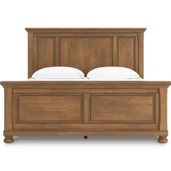 Mor Furniture Bedroom Sets|Feddinger Panel Bed, Dresser, Mirror & Nightstand In Medium Brown, Queen