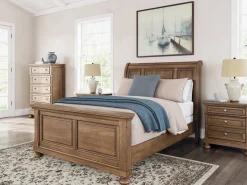 Mor Furniture Beds|Feddinger Sleigh Bed In Medium Brown, Queen