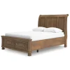 Mor Furniture Storage Beds|Beds|Feddinger Sleigh Bed With Storage In Medium Brown, Queen