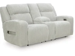 Mor Furniture Reclining Loveseats|Loveseats|Forest Lake 2 Power Console Loveseat In Alloy