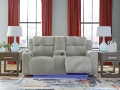 Mor Furniture Reclining Loveseats|Loveseats|Forest Lake 2 Power Console Loveseat In Alloy