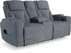 Mor Furniture Reclining Loveseats|Loveseats|Forest Lake 2 Power Console Loveseat In Alloy