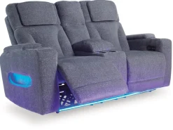 Mor Furniture Reclining Loveseats|Loveseats|Forest Lake 2 Power Console Loveseat In Alloy