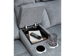 Mor Furniture Reclining Loveseats|Loveseats|Forest Lake 2 Power Console Loveseat In Alloy