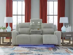 Mor Furniture Reclining Sofas|Sofas|Forest Lake 2 Power Sofa W/ Drop Down Table In Alloy