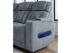 Mor Furniture Reclining Sofas|Sofas|Forest Lake 2 Power Sofa W/ Drop Down Table In Alloy