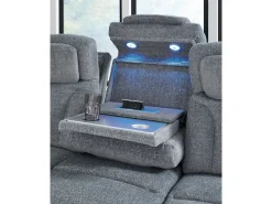 Mor Furniture Reclining Sofas|Sofas|Forest Lake 2 Power Sofa W/ Drop Down Table In Alloy